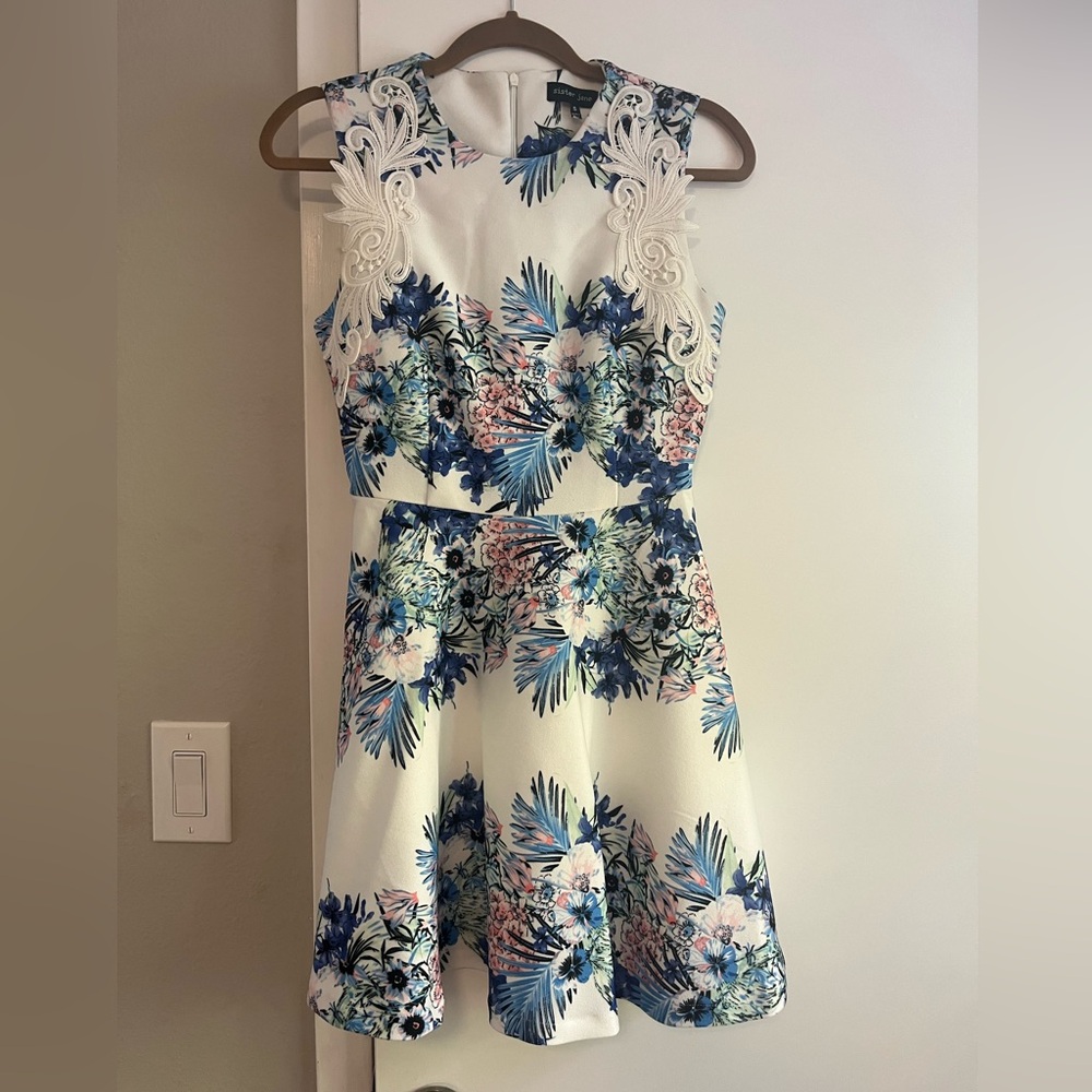 Sister Jane White and Blue Floral Dress